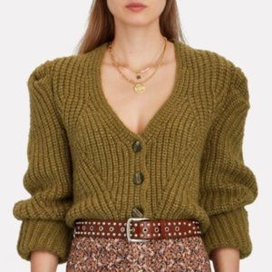 NWT ULLA JOHNSON Greta Wool Knit Cardigan Olive Large